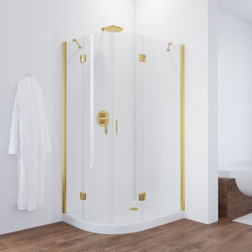 Душевой уголок Vegas-Glass AFS-F TUR+NOVO AFS-F TUR NOVO h1890 90*80 09 01 R 90х80 стекло прозрачное профиль золото без поддона