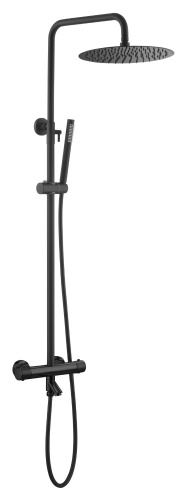 Душевая стойка Boheme Uno 468-T-B настенная цвет черный с термостатом