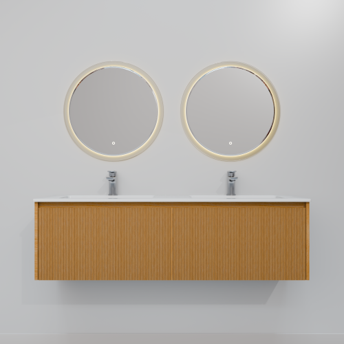 Тумба с раковиной зеркалом и смесителем ArtDecco Elizabeth (Элизабет) AEL14W11D1MF 140x45x40 подвесная цвет белый дуб