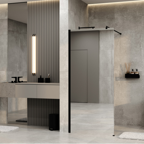 Душевая перегородка WasserKRAFT Rur 30W 30W44MB-MR 100х200 стекло зеркальное профиль черный матовый