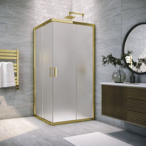 Душевой уголок Vegas-Glass ZA TUR+NOVO ZA TUR NOVO 100 09 10 100х100 стекло матовое профиль золото без поддона