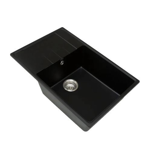 Кухонная мойка Grandex Aqua 600214 76х50 цвет черный поверхность матовая