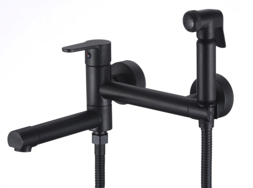 Смеситель с гигиеническим душем D-Lin D181202-A настенный черный