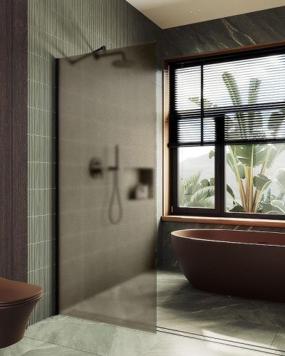 Душевая перегородка Maybah Glass MGD-1354-6ш 100х195 стекло тонированное профиль черный