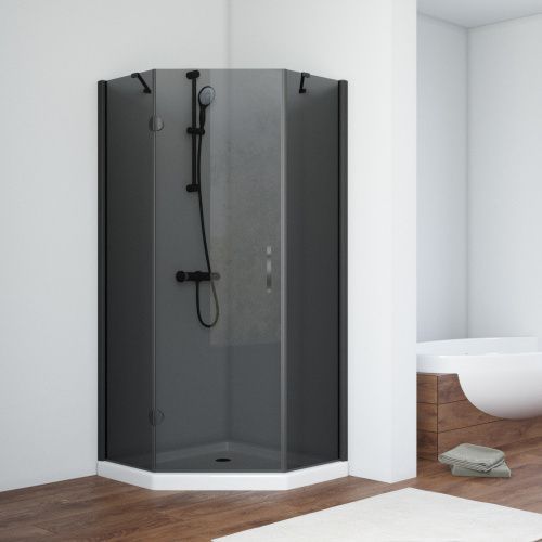 Душевой уголок Vegas-Glass AFA-Pen TUR+NOVO AFA-Pen NOVO 120 02М 07 L 120х120 стекло тонированное профиль черный матовый без поддона