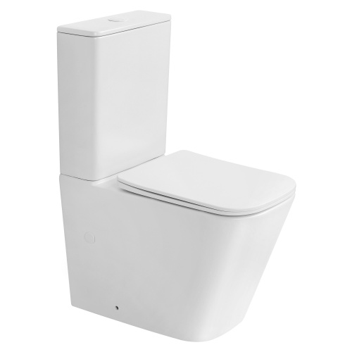 Унитаз напольный с бачком Abber Rechteck AC1210TMW белый матовый с сиденьем безободковый смыв торнадо