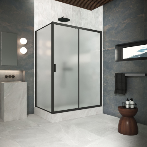 Душевой уголок Vegas-Glass ZP+ZPV Protec ZP+ZPV Protec h1900 180*85 02М 10 180х85 стекло матовое профиль черный матовый