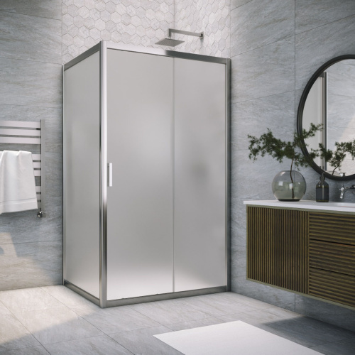 Душевой уголок Vegas-Glass ZP+ZPV TUR+NOVO ZP+ZPV TUR NOVO 180*95 08 10 180х95 стекло матовое профиль хром глянцевый без поддона