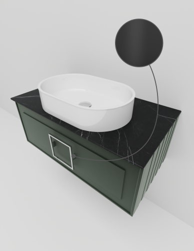 Тумба со столешницей La Fenice CUBO NFNC-01-CUB-G-80-3-GB 80х36х49 подвесная цвет серый/зелёный