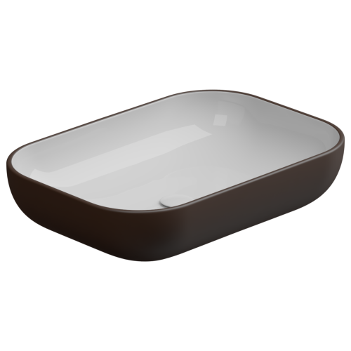 Раковина GSG Ceramic Design Easy 60см EALAVRE60BI000/035 накладная цвет белый/коричневый