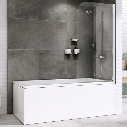 Душевая шторка на ванну Abber Ewiges Wasser AG52100 100х140 стекло прозрачное профиль хром глянцевый