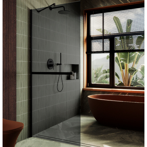 Душевая перегородка Maybah Glass MGD-711-6ш 109х195 стекло тонированное профиль черный