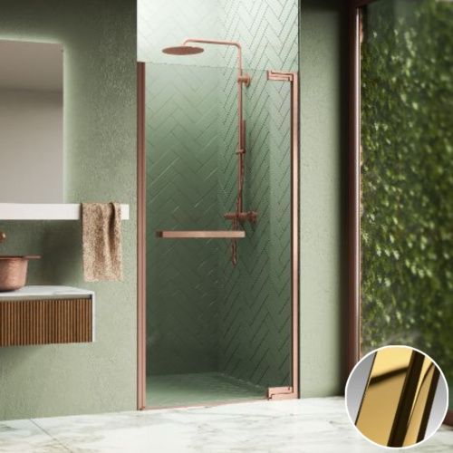 Душевая дверь Novellini N180 N1801B90-1O 90х200 стекло прозрачное профиль золото глянцевое