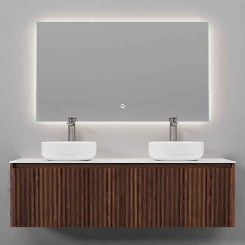 Тумба с раковиной зеркалом и смесителем ArtDecco Camilla (Камилла) ACM14W22D3MF 140x45x40 подвесная цвет черный орех