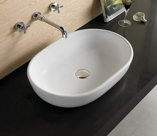Раковина CeramaLux 60 см 9026A накладная цвет белый