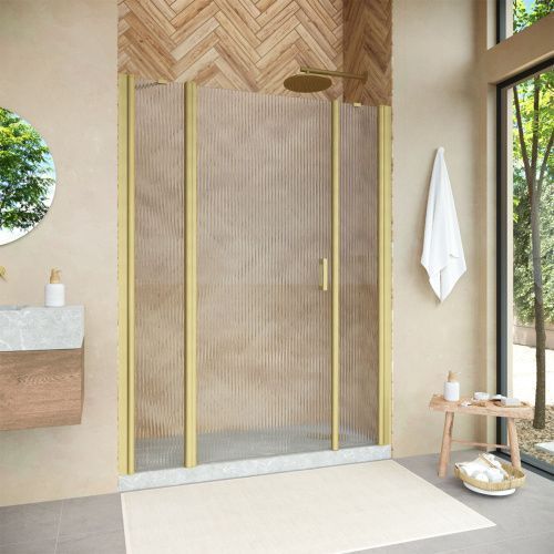 Душевая дверь Vegas-Glass EP-2F NOVO EP-2F NOVO 210 03 Moru L 210х190 стекло рифленое профиль золото