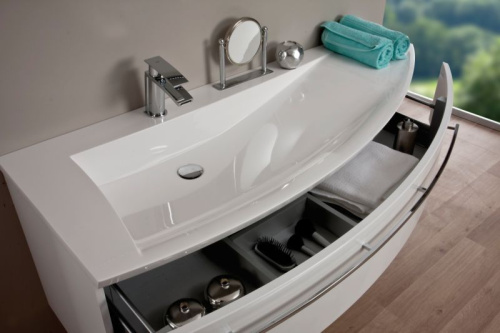 Раковина из минерального литья Puris Crescendo SWM114R1 140х56 накладная цвет белый 1 отверстие под смеситель