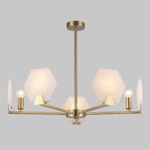 Люстра на штанге Eurosvet Marble (Марбле) 60158/5 латунь Smart