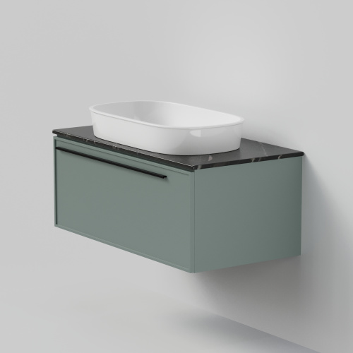 Тумба со столешницей La Fenice ELBA NFNC-01-ELB-G-90-3-GB 90х62х49 подвесная цвет серый/зелёный