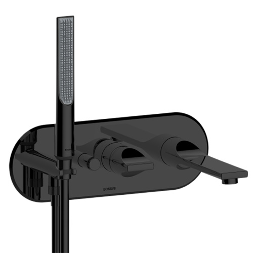 Смеситель для ванны Bossini Apice Z00555.073 встраиваемый в стену черный матовый без термостата (внешняя часть)
