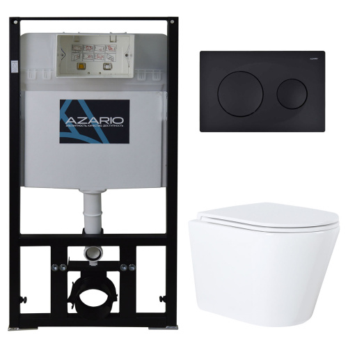 Комплект унитаз с инсталляцией с клавишей смыва Azario  AZ-8010-1000+AZ-8200-0013+AZ-0053