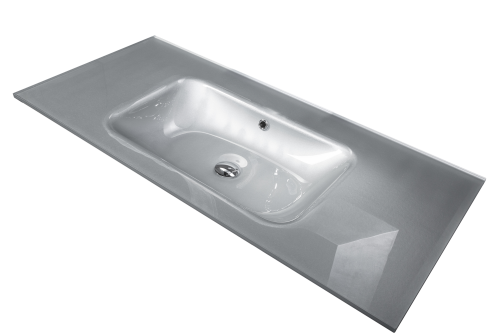 Раковина стеклянная Armadi Art NeoArt 852-100-S 101х52 полувстраиваемая цвет серебро 1 отверстие под смеситель