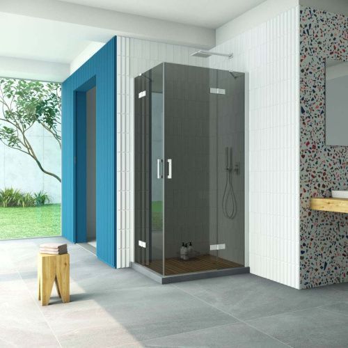 Душевой уголок Vegas-Glass AFA-F Retta AFA-F Retta 90*80 01 07 R 90х80 стекло тонированное профиль белый без поддона