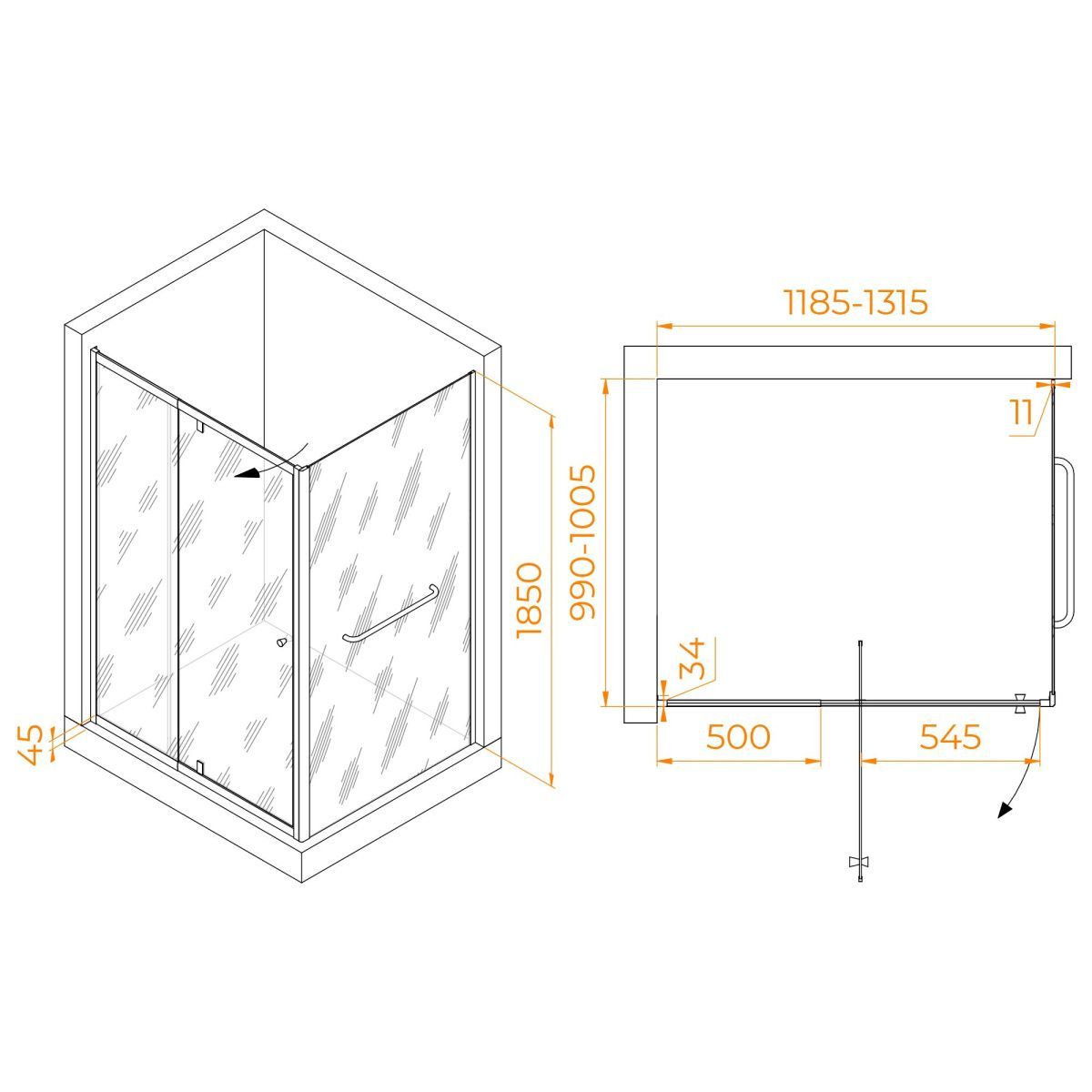 Душевой уголок RGW Passage 410844120-011 120х100 стекло прозрачное профиль хром без поддона - фото 2