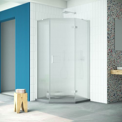 Душевой уголок Vegas-Glass AFA-Pen Retta AFA-Pen Retta 90 01 Moru R 90х90 стекло рифленое профиль белый без поддона