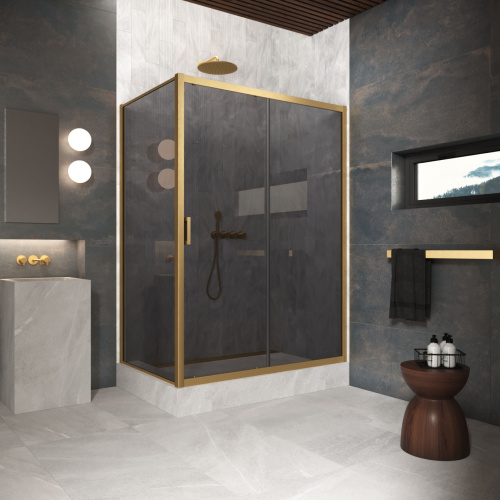 Душевой уголок Vegas-Glass ZP+ZPV Protec ZP+ZPV Protec 180*85 03 07 180х85 стекло тонированное профиль золото матовое