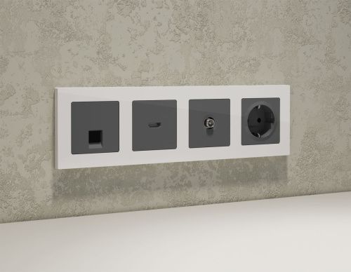 Комплект механизма компьютерной розетки RJ-45 экранированной с автоматической защитной шторкой Ambrella Volt MA MA662005