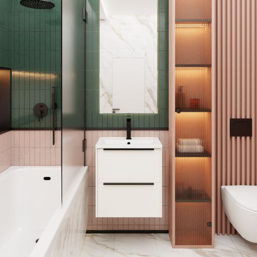 Тумба под раковину La Fenice Tesoro FNC-01-TES-PB-60-2 59х39х62 подвесная цвет белый матовый