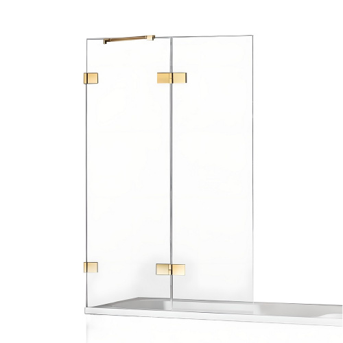 Душевая шторка на ванну New Trendy AVEXA GOLD SHINE EXK-2190 140х150 стекло прозрачное профиль золото глянцевое