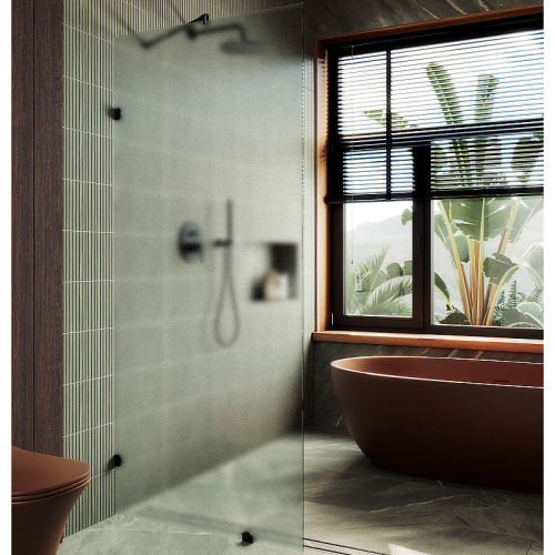 Душевая перегородка Maybah Glass MGD-270-6 99х195 стекло тонированное профиль черный