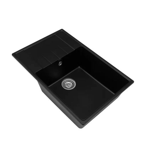 Кухонная мойка Grandex Aqua 600215 76х50 цвет черный металлик поверхность матовая