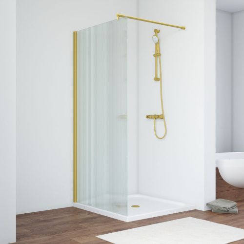 Душевая перегородка Vegas-Glass EAF TUR+NOVO EAF NOVO h2000 116 03 Moru 115х200 стекло рифленое профиль золото
