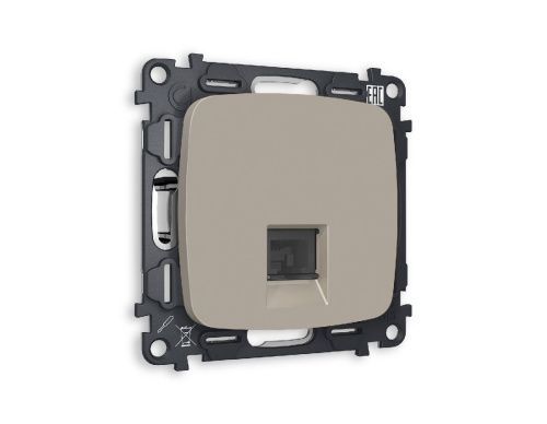 Комплект механизма телефонной розетки RJ-11(4P4C) со шторкой Ambrella Volt Omega (Омега) MO372030