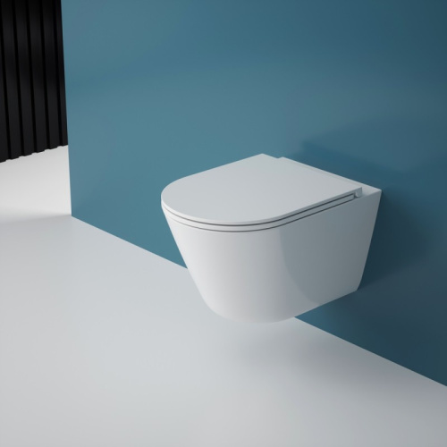 Унитаз подвесной Esbano CLAVEL-53T ESUPCLAV53TW белый глянцевый с сиденьем микролифт безободковый смыв торнадо