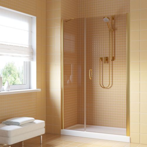 Душевая дверь Vegas-Glass EP-F-2 LUX EP-F-2 LUX 100 09 05 R 100х200 стекло тонированное профиль золото