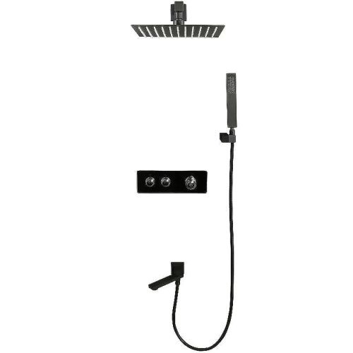 Душевая система ALMAes Olef TVZ-0898 встраиваемая цвет черный с термостатом