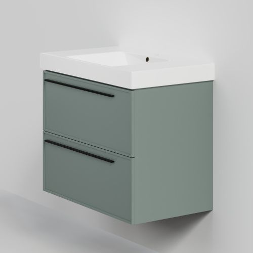 Тумба с раковиной La Fenice Elba TWIN NFNC-01-ELB-G-80-2-3-80 90х62х49 подвесная цвет серо-зеленый
