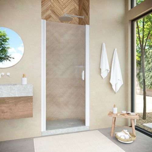 Душевая дверь Vegas-Glass EP NOVO EP NOVO 60 01 Moru 60х190 стекло рифленое профиль белый