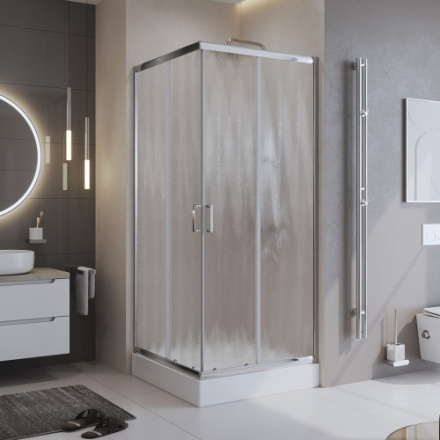 Душевой уголок BelBagno UNO-195 UNO-195-A-2-90-CH-CR стекло шиншилла 5 мм