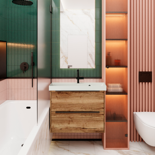 Тумба с раковиной La Fenice TESORO NFNC-01-TES-DGT-100-2-3-100 101х63х47 подвесная цвет шоколадный