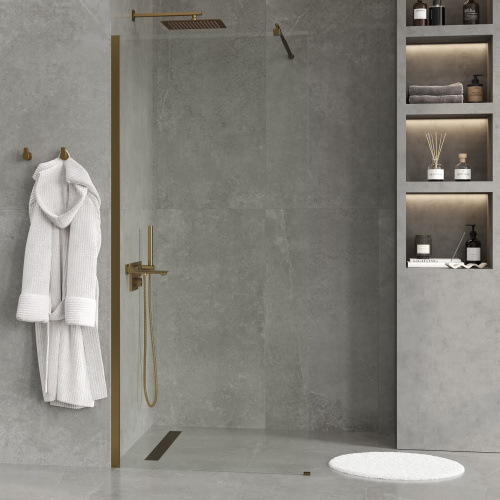 Душевая перегородка WasserKRAFT Rur 30W 30W46BG 110х200 стекло прозрачное профиль золото матовое