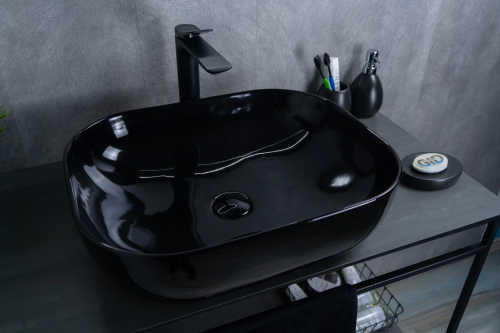 Раковина Gid Geométrico 50 см BL1302 (53347) накладная цвет черный глянцевый