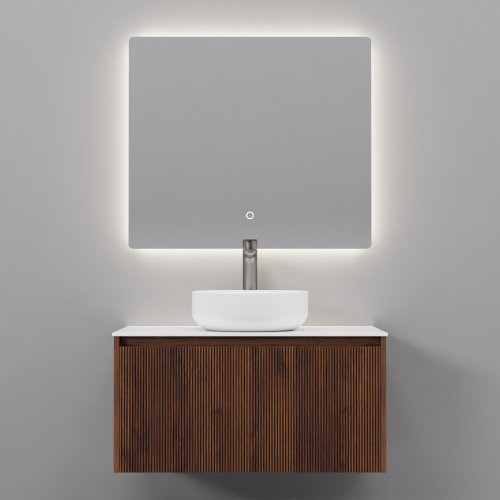 Тумба с раковиной зеркалом и смесителем ArtDecco Camilla (Камилла) ACM08W22S3MF 80x45x40 подвесная цвет черный орех