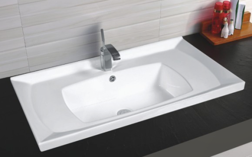 Раковина из санфаянса Gid Simple-N 71131 81х47 встраиваемая цвет белый глянцевый