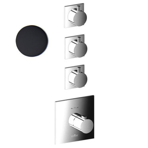 Смеситель для ванны и душа Webert Elio EL971502560 встраиваемый в стену черный с термостатом