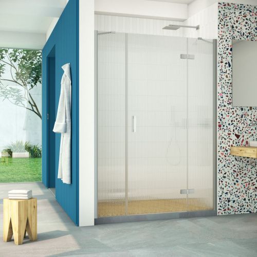 Душевая дверь Vegas-Glass AFP-F Retta AFP-F Retta 150 07 Moru R 150х200 стекло рифленое профиль хром